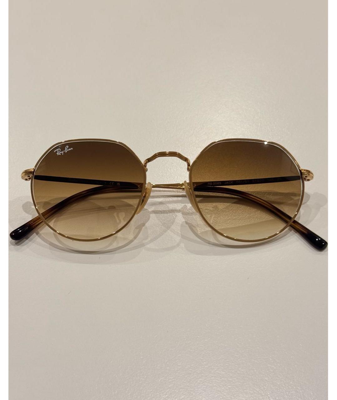 RAY BAN Коричневые металлические солнцезащитные очки, фото 7