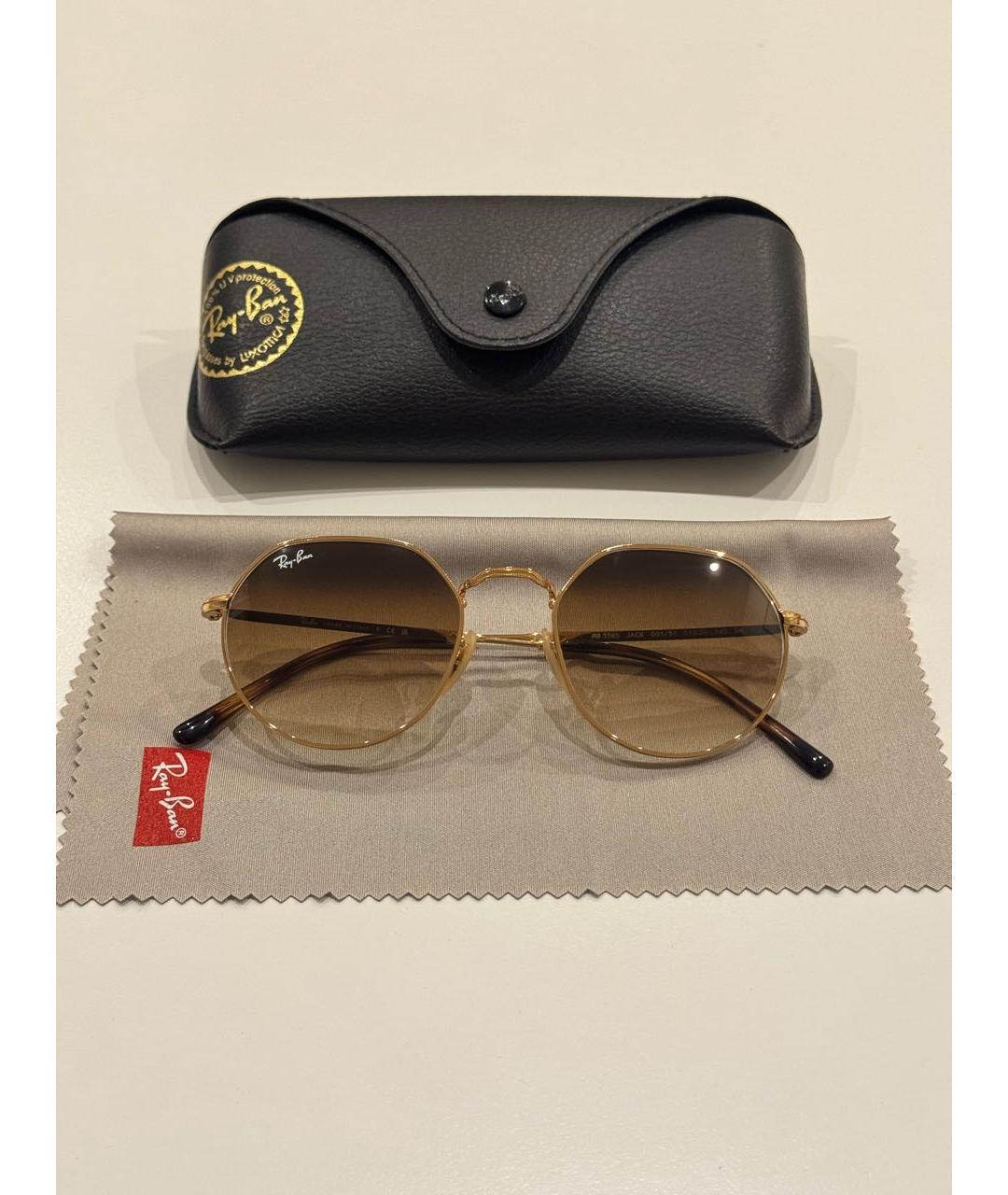 RAY BAN Коричневые металлические солнцезащитные очки, фото 2