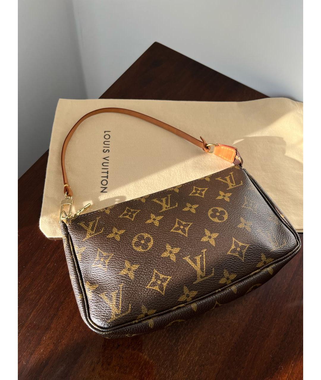 LOUIS VUITTON Коричневая кожаная сумка с короткими ручками, фото 4