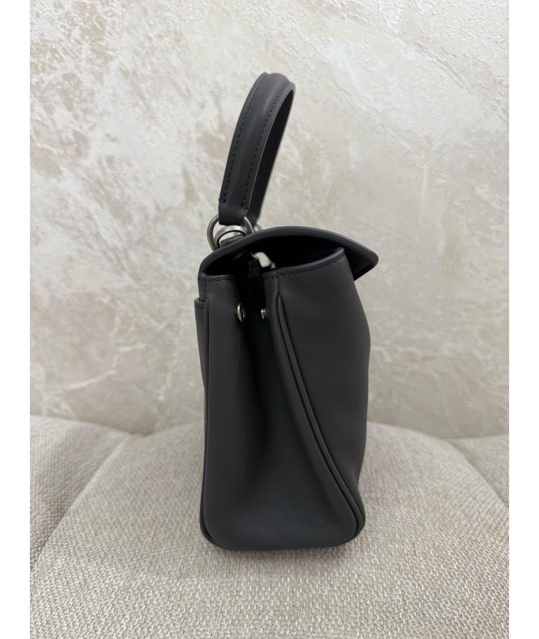BALENCIAGA Антрацитовая кожаная сумка с короткими ручками, фото 5