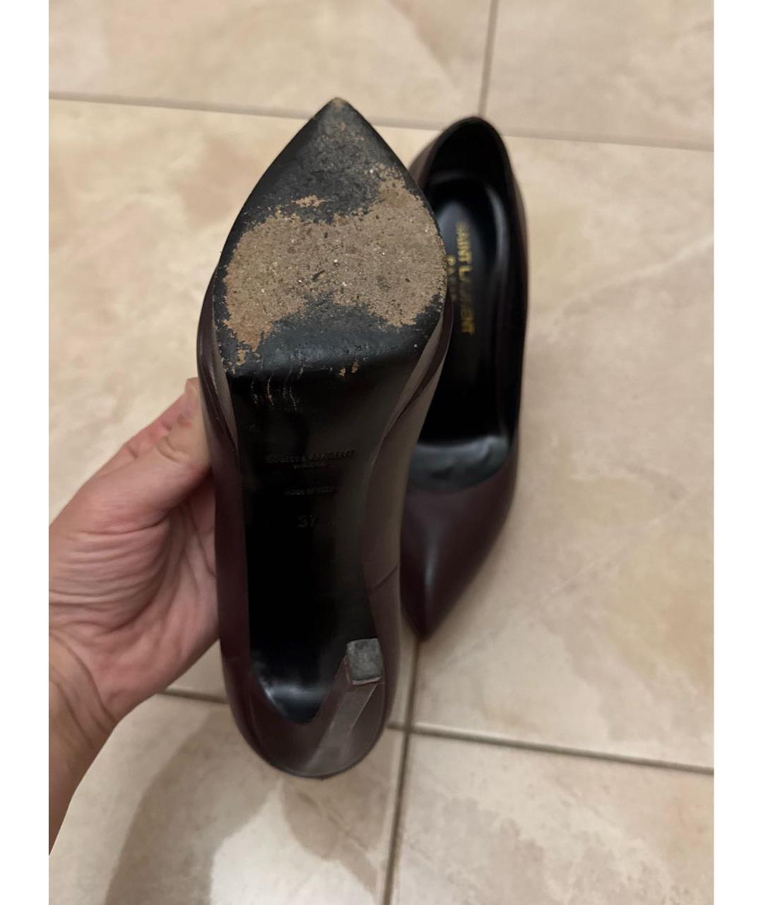 SAINT LAURENT Коричневые кожаные туфли, фото 4