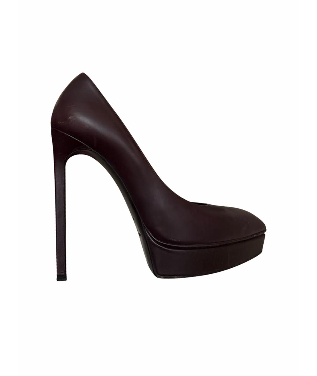 SAINT LAURENT Коричневые кожаные туфли, фото 1