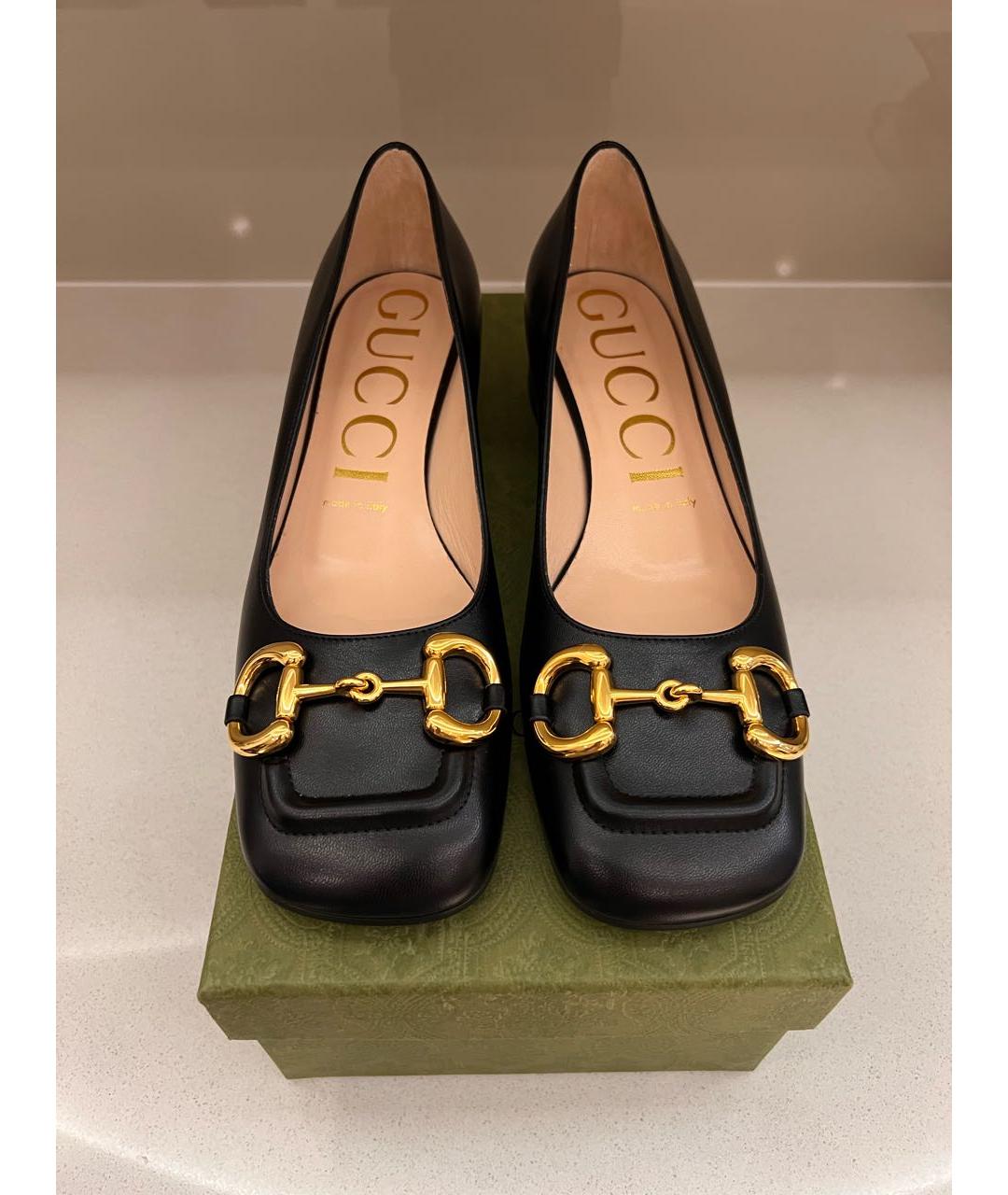 GUCCI Черные кожаные туфли, фото 2