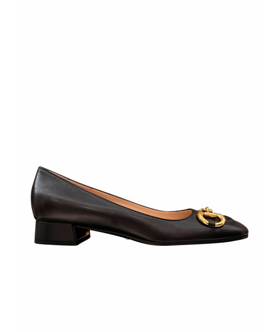 GUCCI Черные кожаные туфли, фото 1