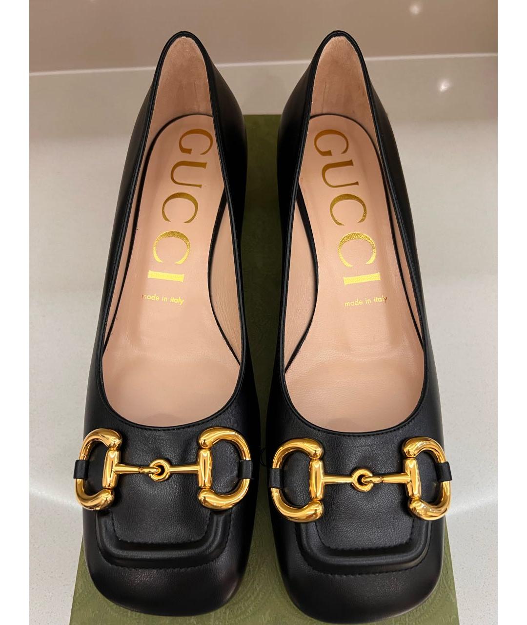 GUCCI Черные кожаные туфли, фото 3