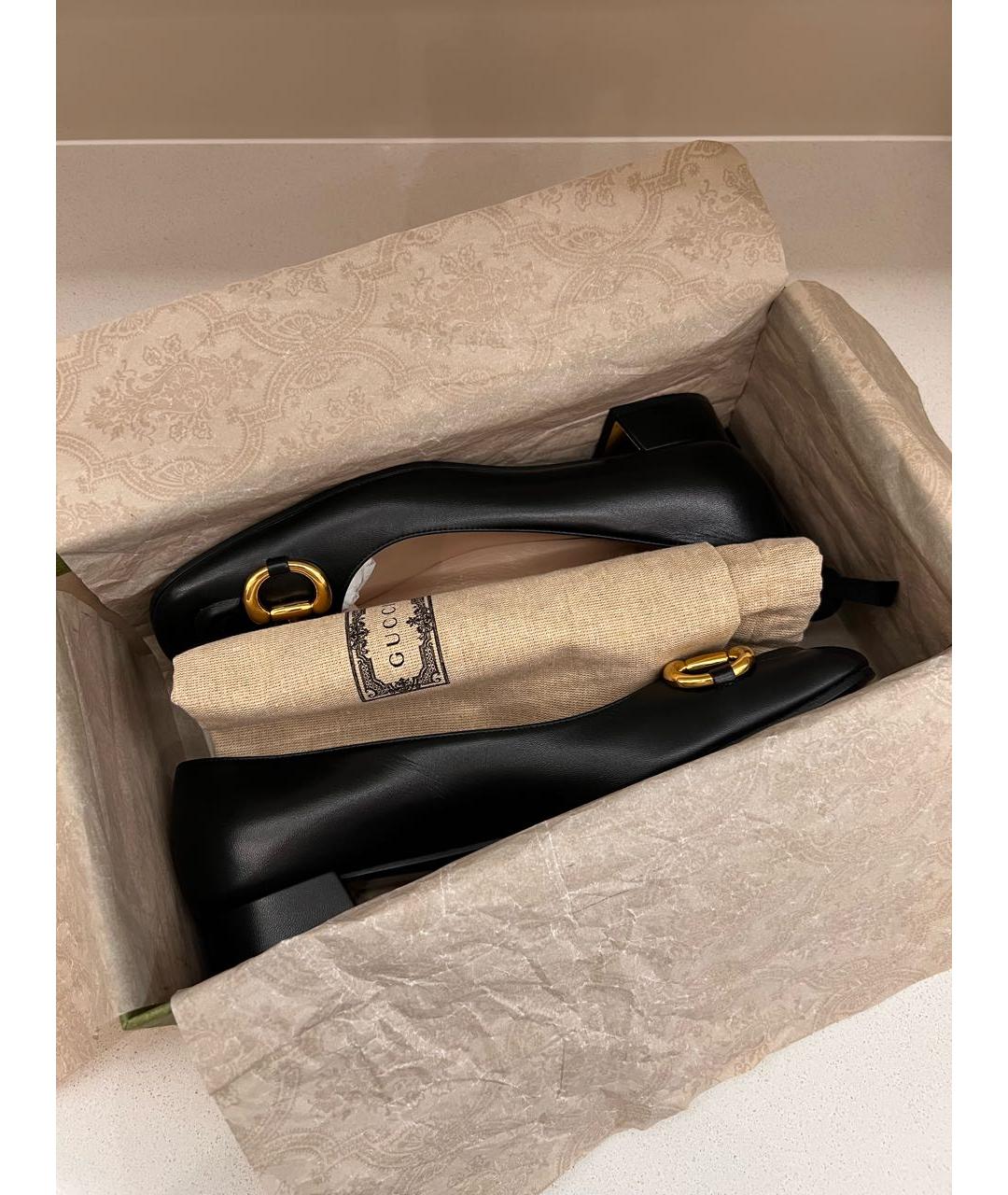 GUCCI Черные кожаные туфли, фото 5