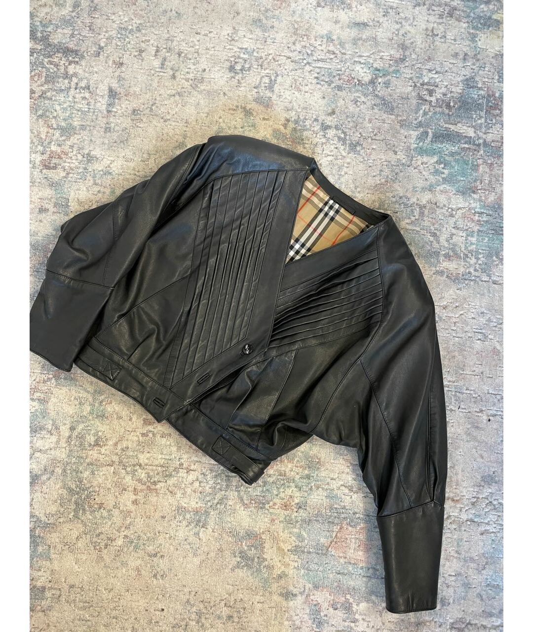 BURBERRY VINTAGE Черная кожаная куртка, фото 2