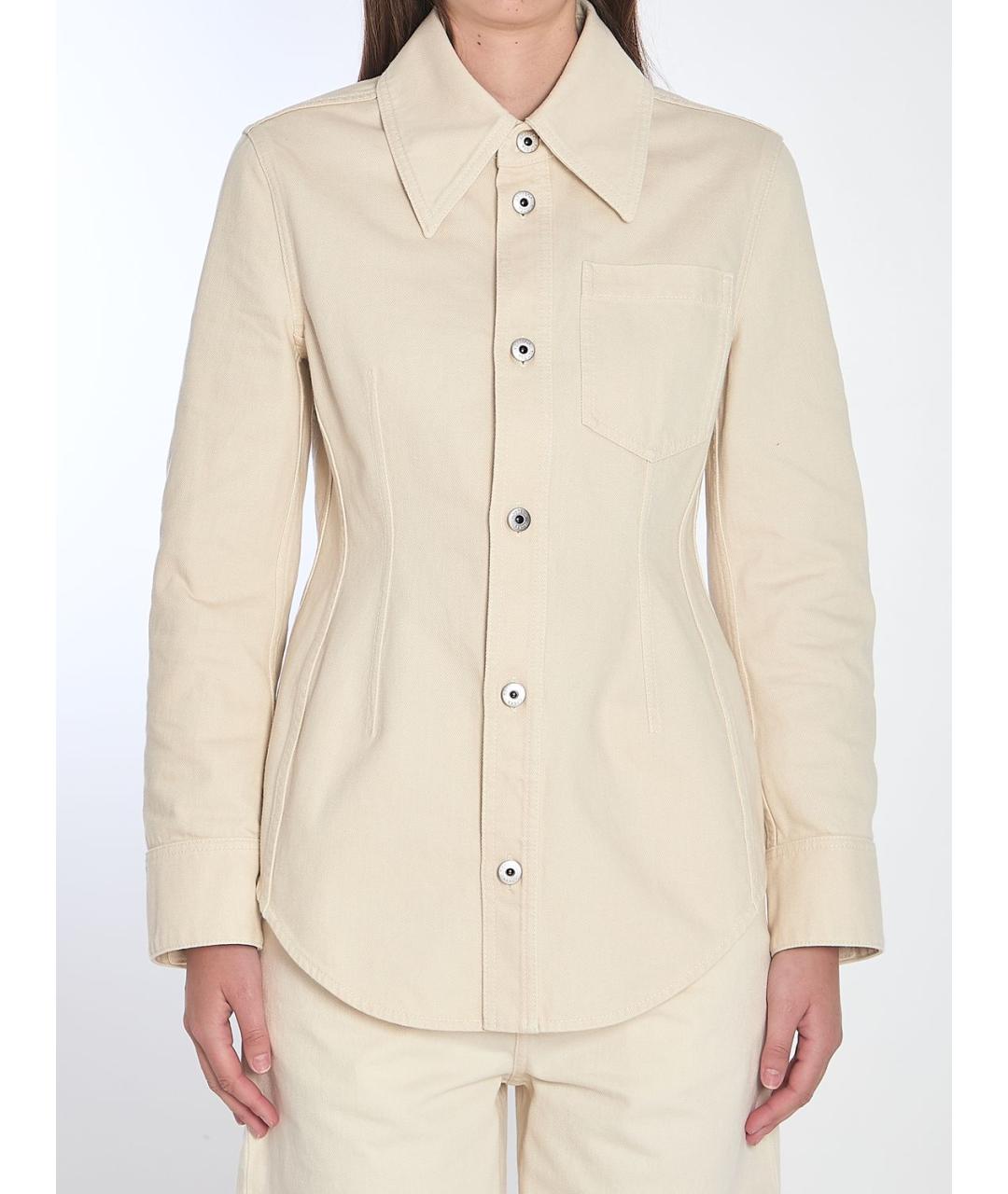 BOTTEGA VENETA Бежевая хлопковая рубашка, фото 2