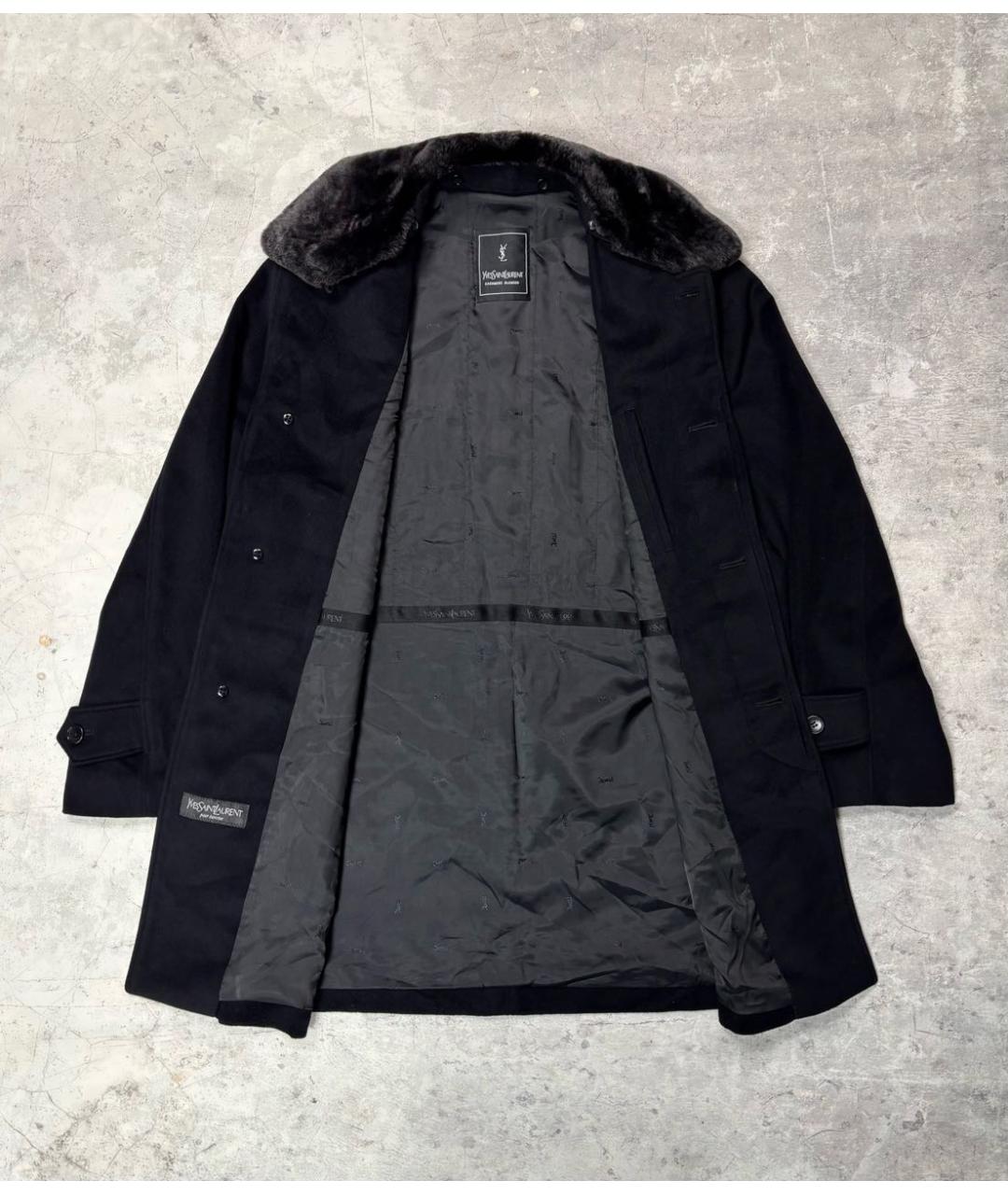 SAINT LAURENT Черная кашемировая дубленка/шуба, фото 3