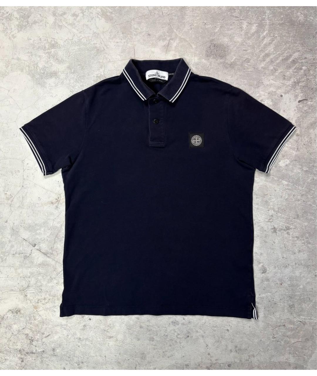 STONE ISLAND Темно-синее хлопковое поло с коротким рукавом, фото 9