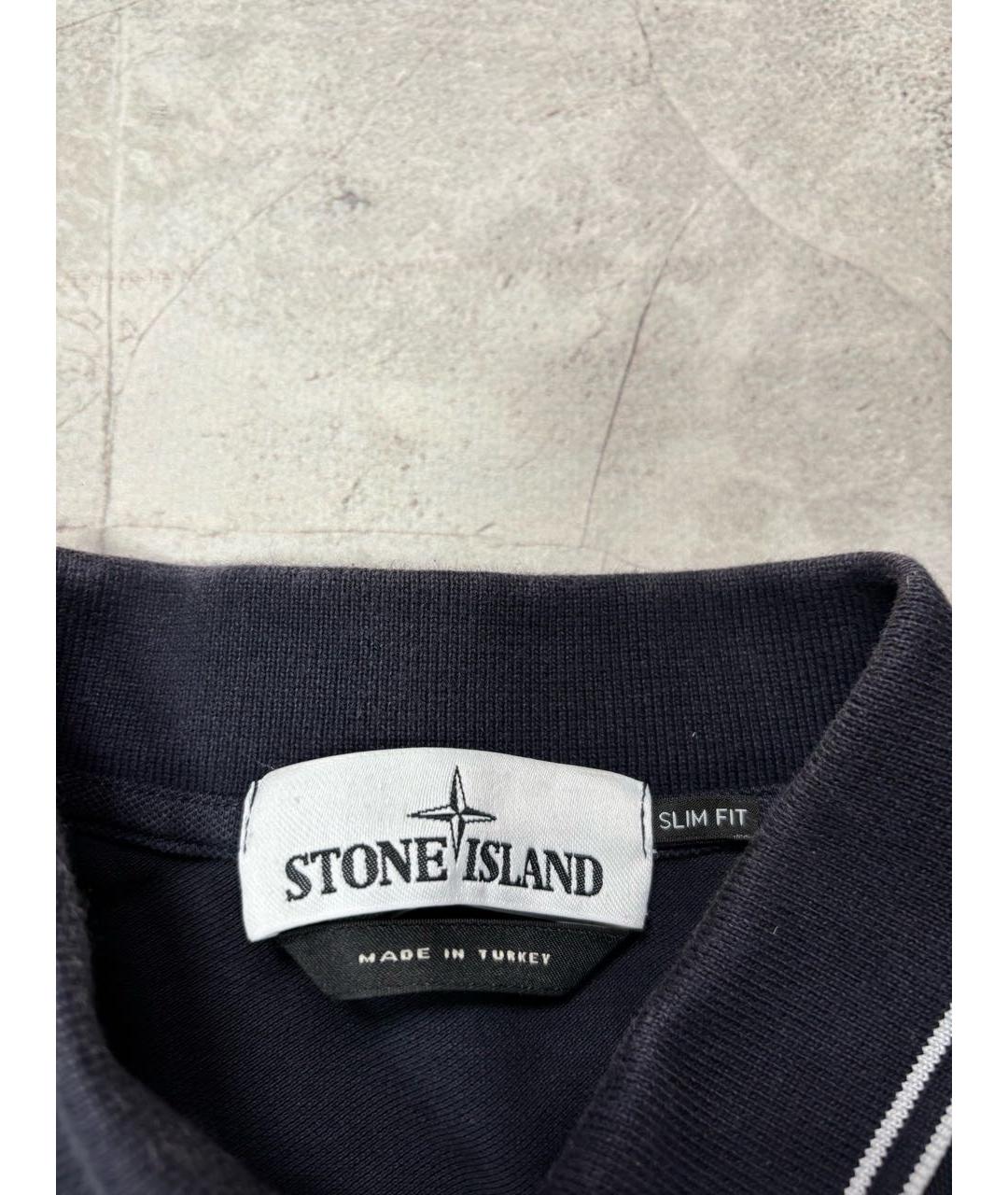 STONE ISLAND Темно-синее хлопковое поло с коротким рукавом, фото 4