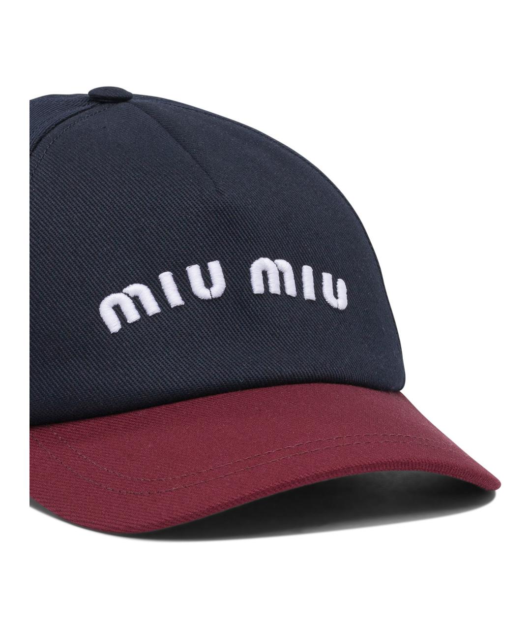 MIU MIU Темно-синяя хлопковая кепка, фото 4