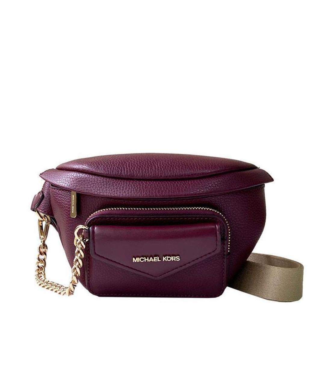 MICHAEL KORS Бордовая кожаная поясная сумка, фото 1