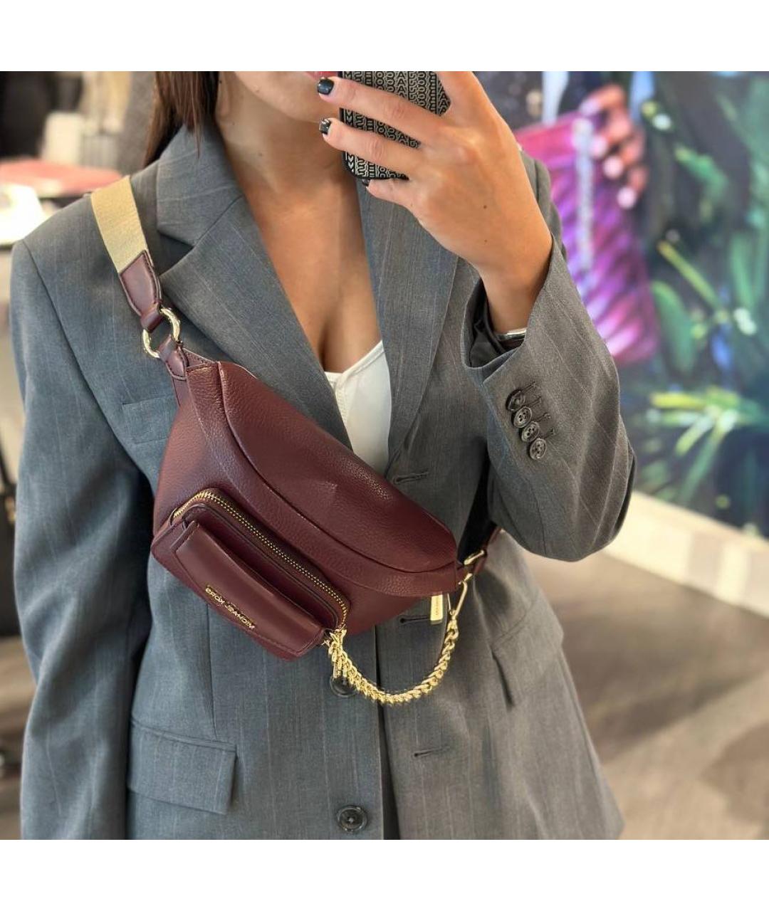 MICHAEL KORS Бордовая кожаная поясная сумка, фото 8