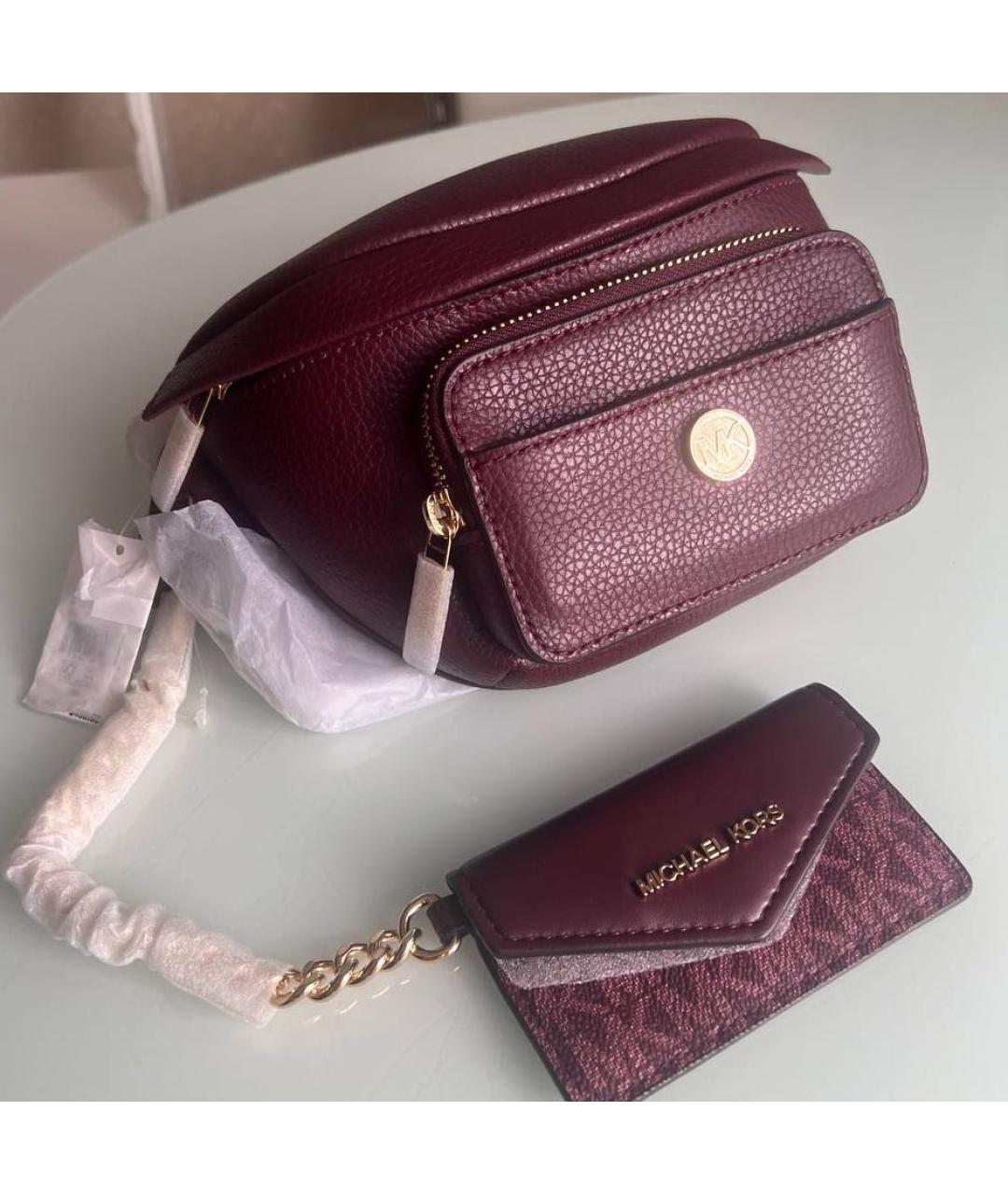 MICHAEL KORS Бордовая кожаная поясная сумка, фото 4
