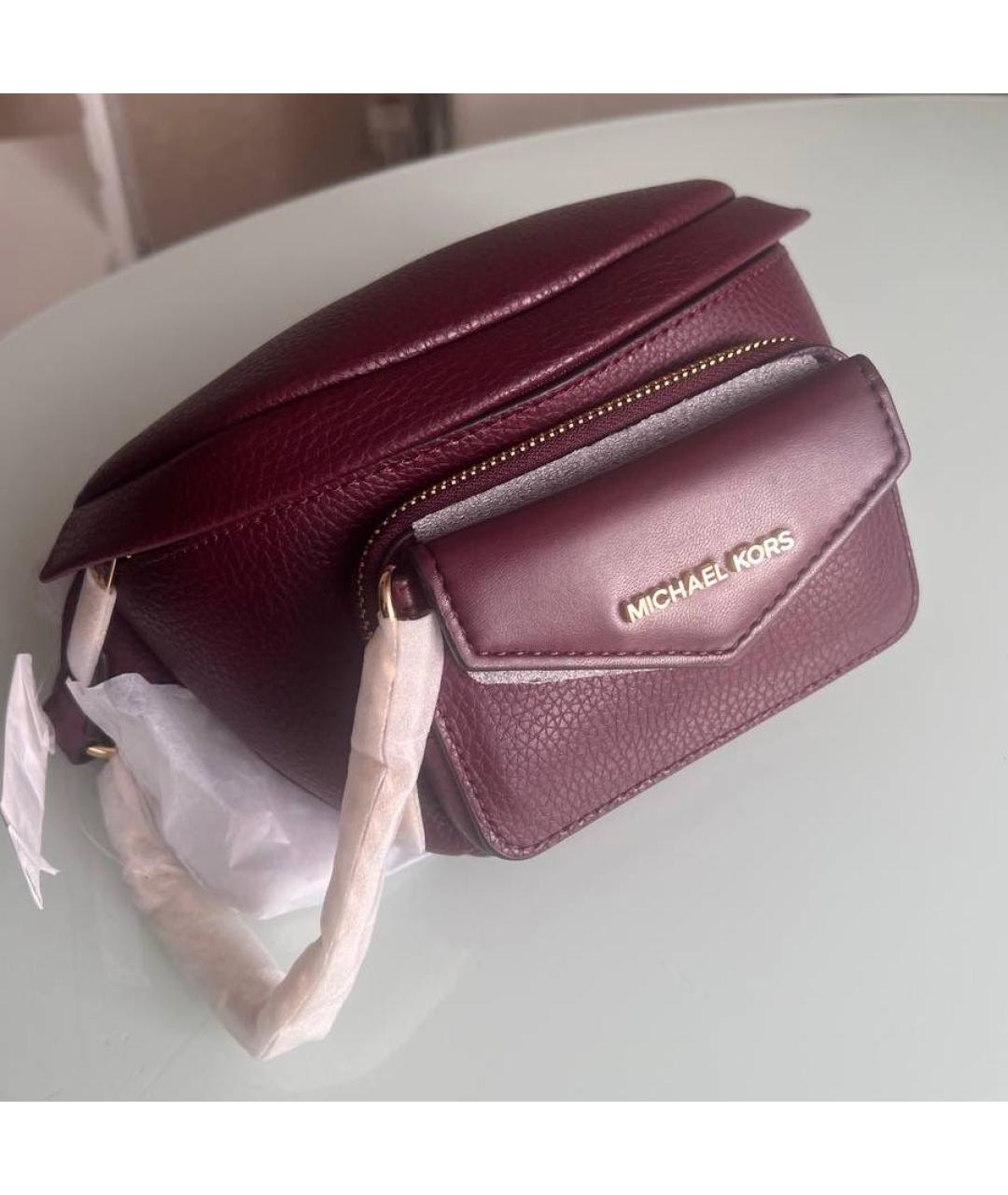 MICHAEL KORS Бордовая кожаная поясная сумка, фото 3