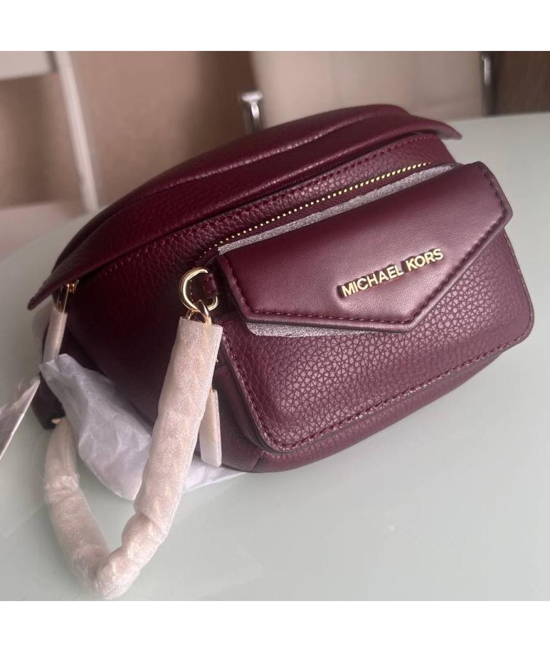 MICHAEL KORS Бордовая кожаная поясная сумка, фото 7
