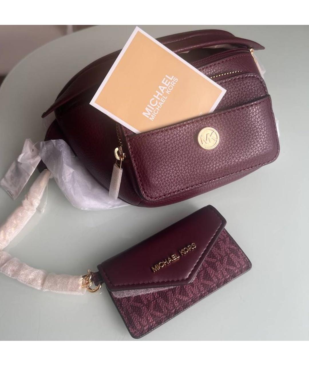 MICHAEL KORS Бордовая кожаная поясная сумка, фото 5