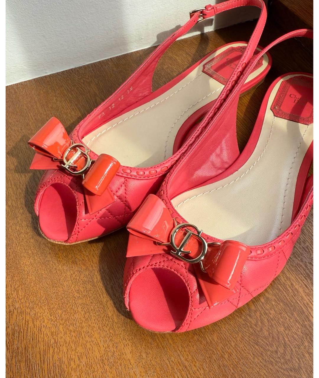 CHRISTIAN DIOR Розовые кожаные лодочки на низком каблуке, фото 6