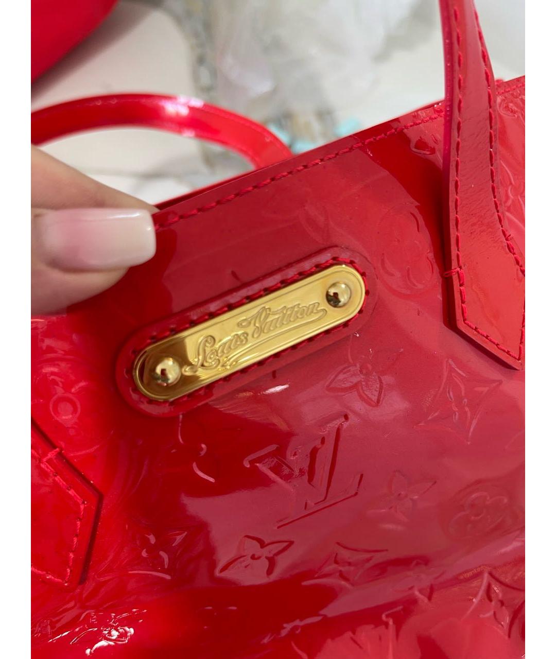 LOUIS VUITTON Красная кожаная сумка с короткими ручками, фото 6