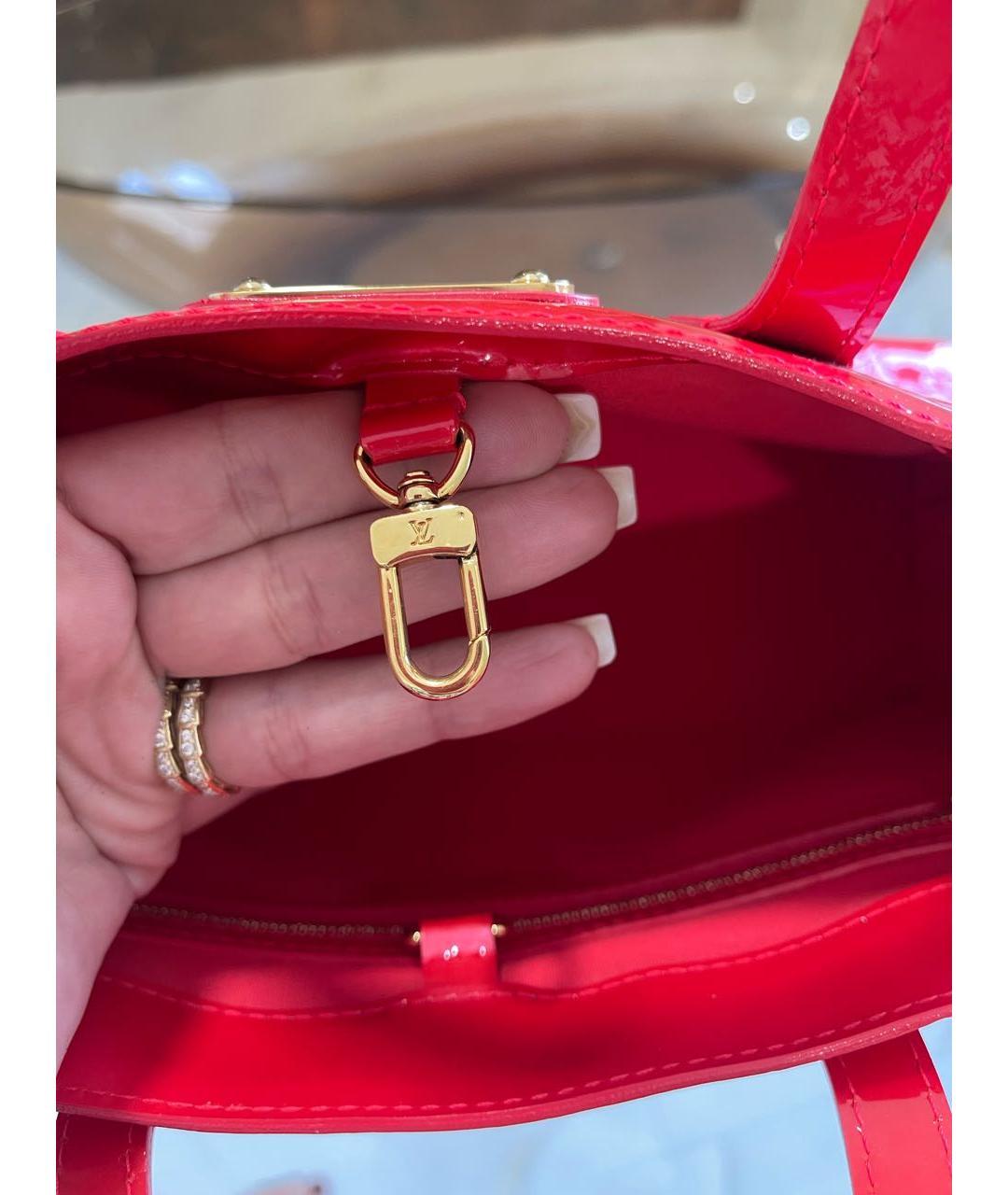 LOUIS VUITTON Красная кожаная сумка с короткими ручками, фото 4