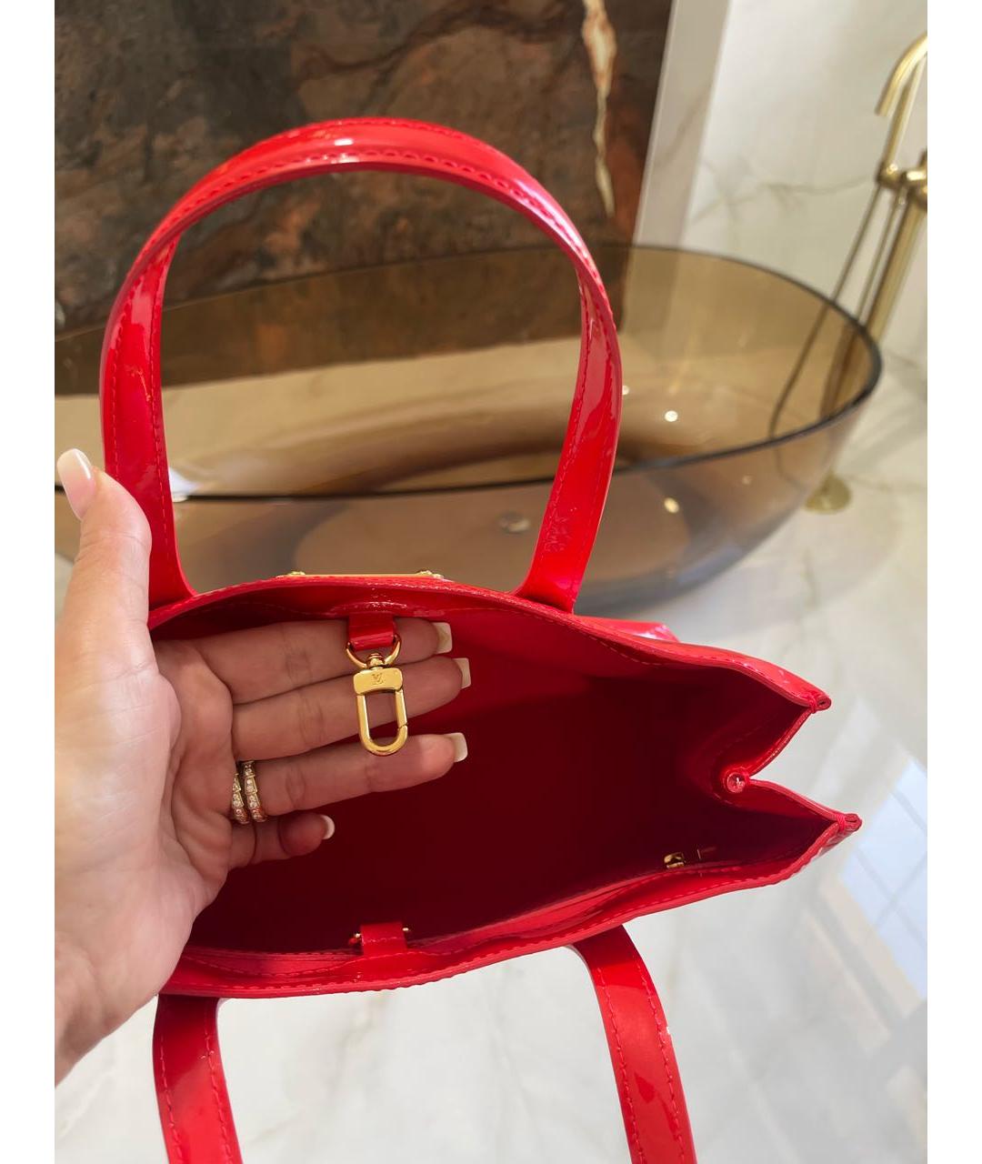 LOUIS VUITTON Красная кожаная сумка с короткими ручками, фото 5