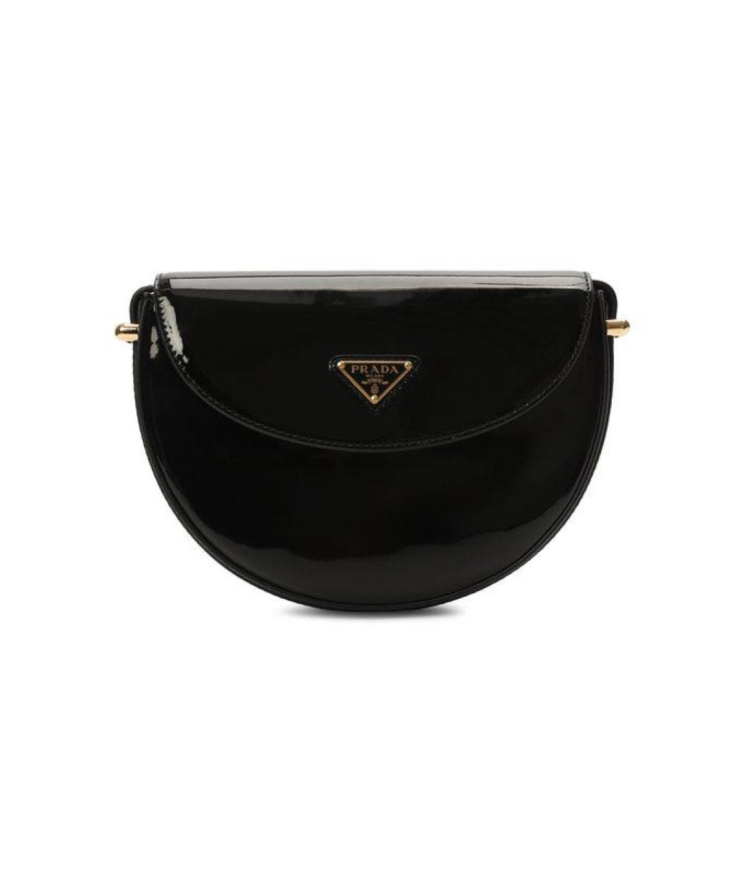 PRADA Черная сумка через плечо из лакированной кожи, фото 1