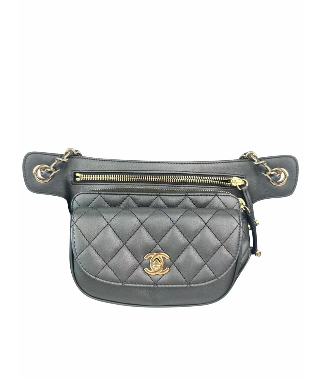 CHANEL Черная кожаная поясная сумка, фото 1