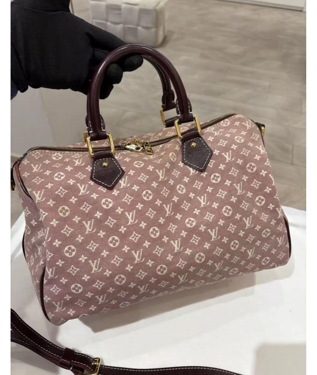 LOUIS VUITTON Бордовая жаккардовая сумка с короткими ручками, фото 3