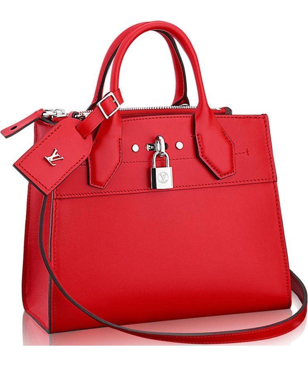 LOUIS VUITTON Красная кожаная сумка тоут, фото 2