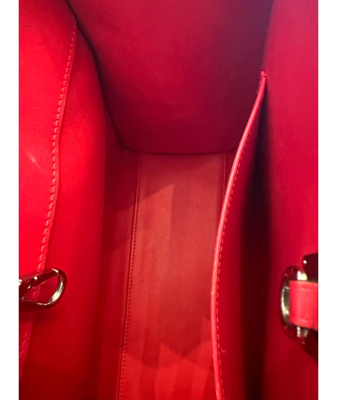 LOUIS VUITTON Красная кожаная сумка тоут, фото 4