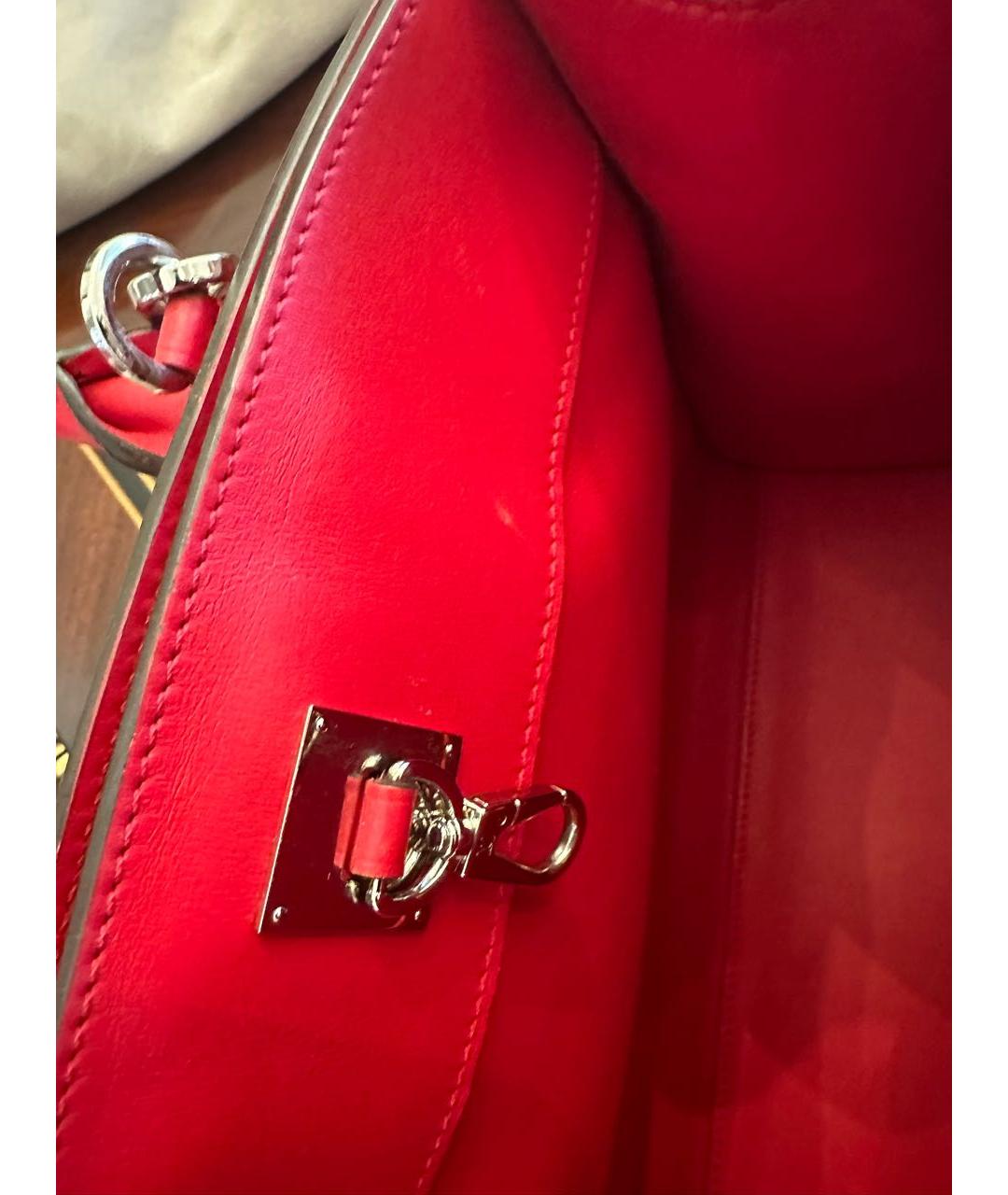 LOUIS VUITTON Красная кожаная сумка тоут, фото 5