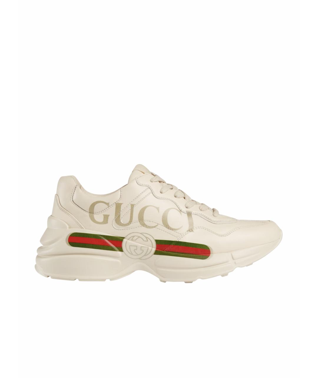 GUCCI Бежевые кожаные кроссовки, фото 1