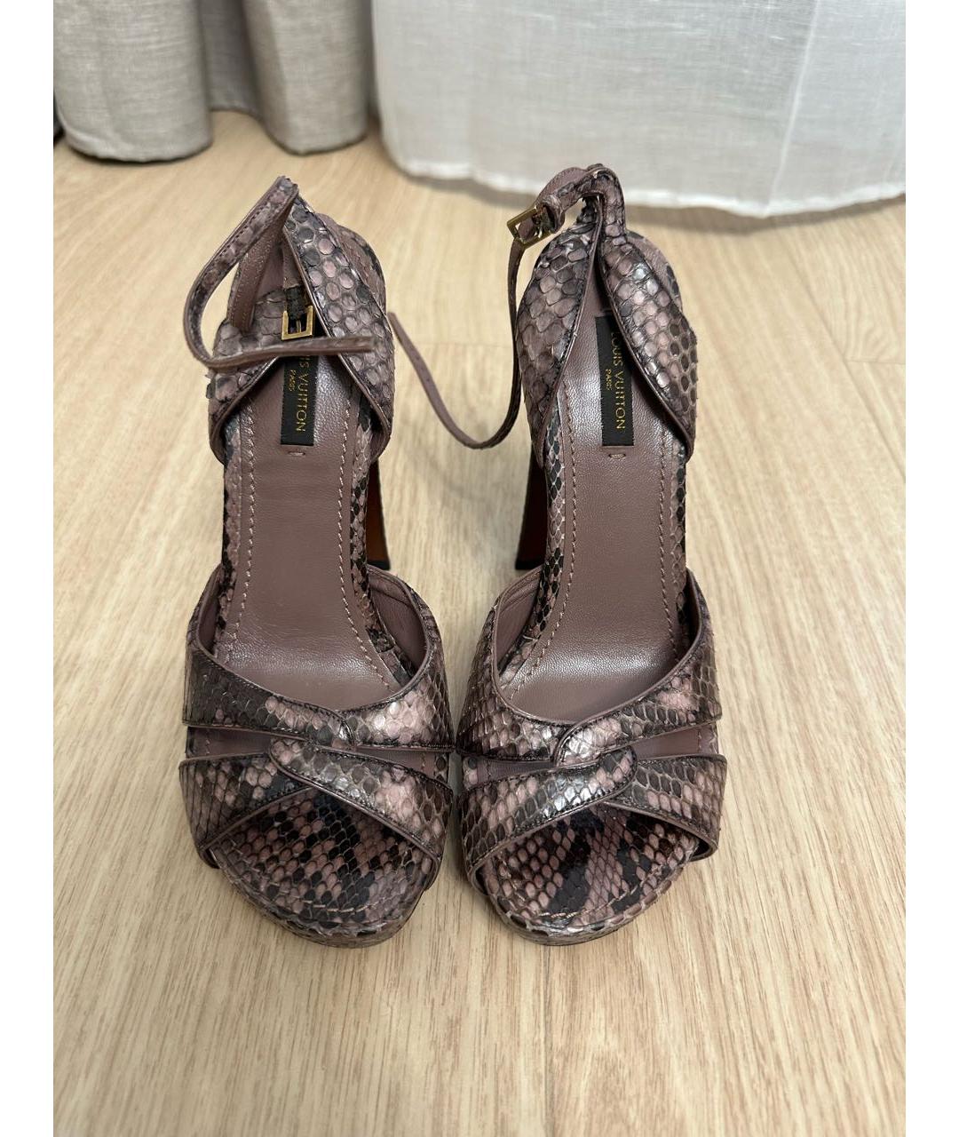 LOUIS VUITTON Розовые кожаные босоножки, фото 5