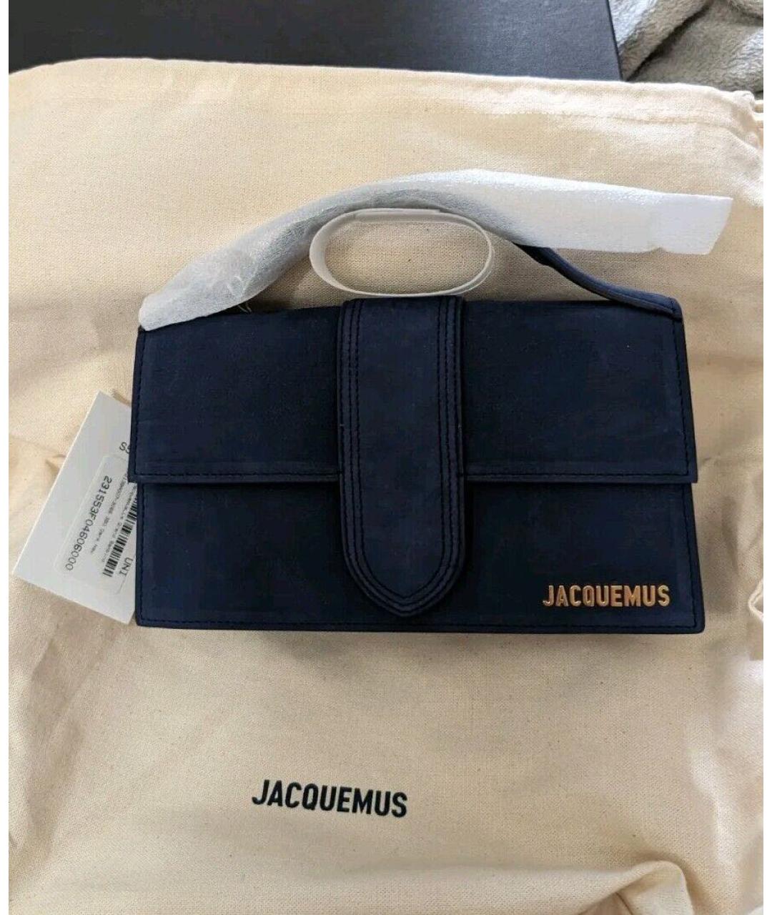 JACQUEMUS Темно-синяя замшевая сумка через плечо, фото 6