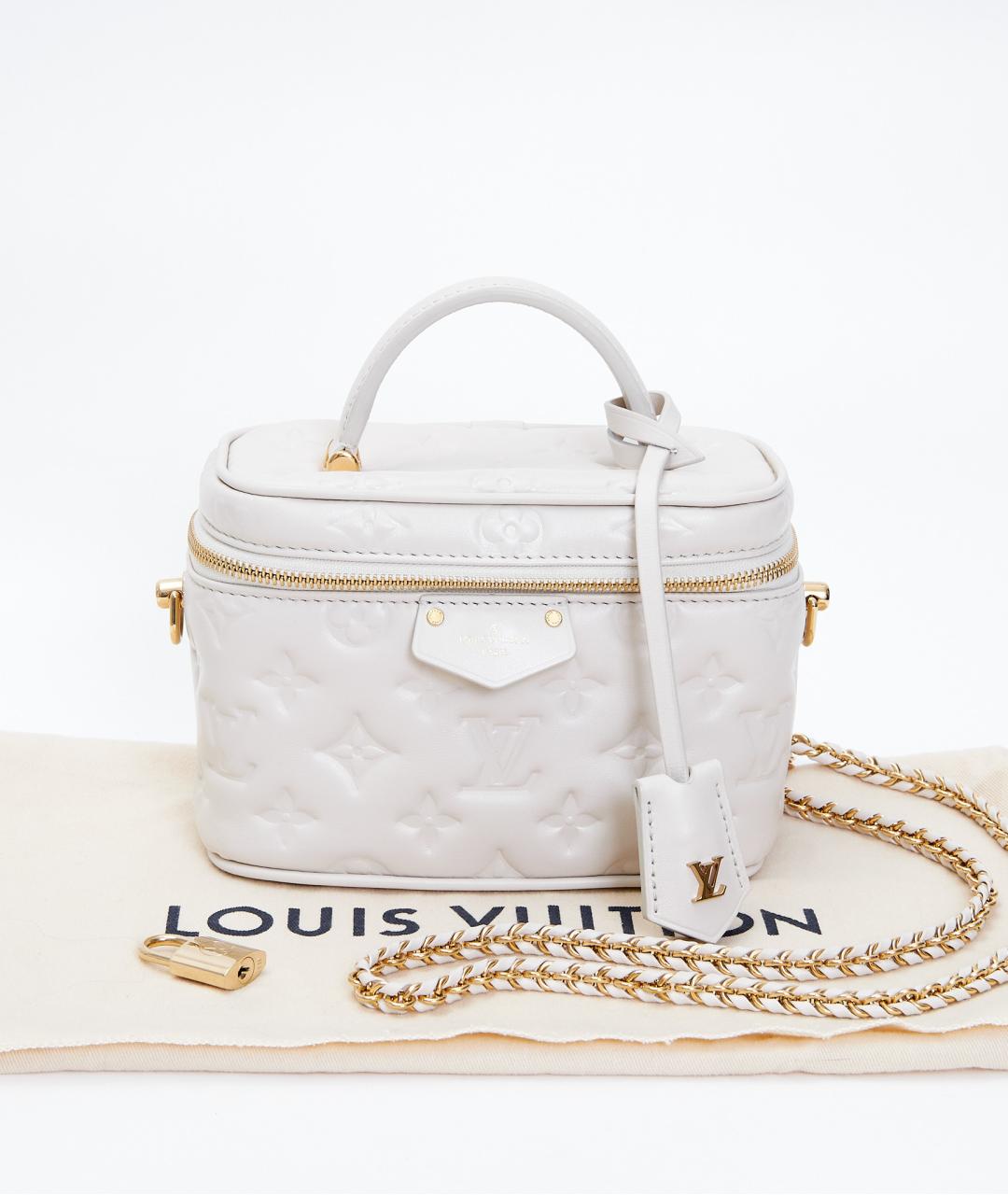 LOUIS VUITTON Белая кожаная сумка с короткими ручками, фото 8