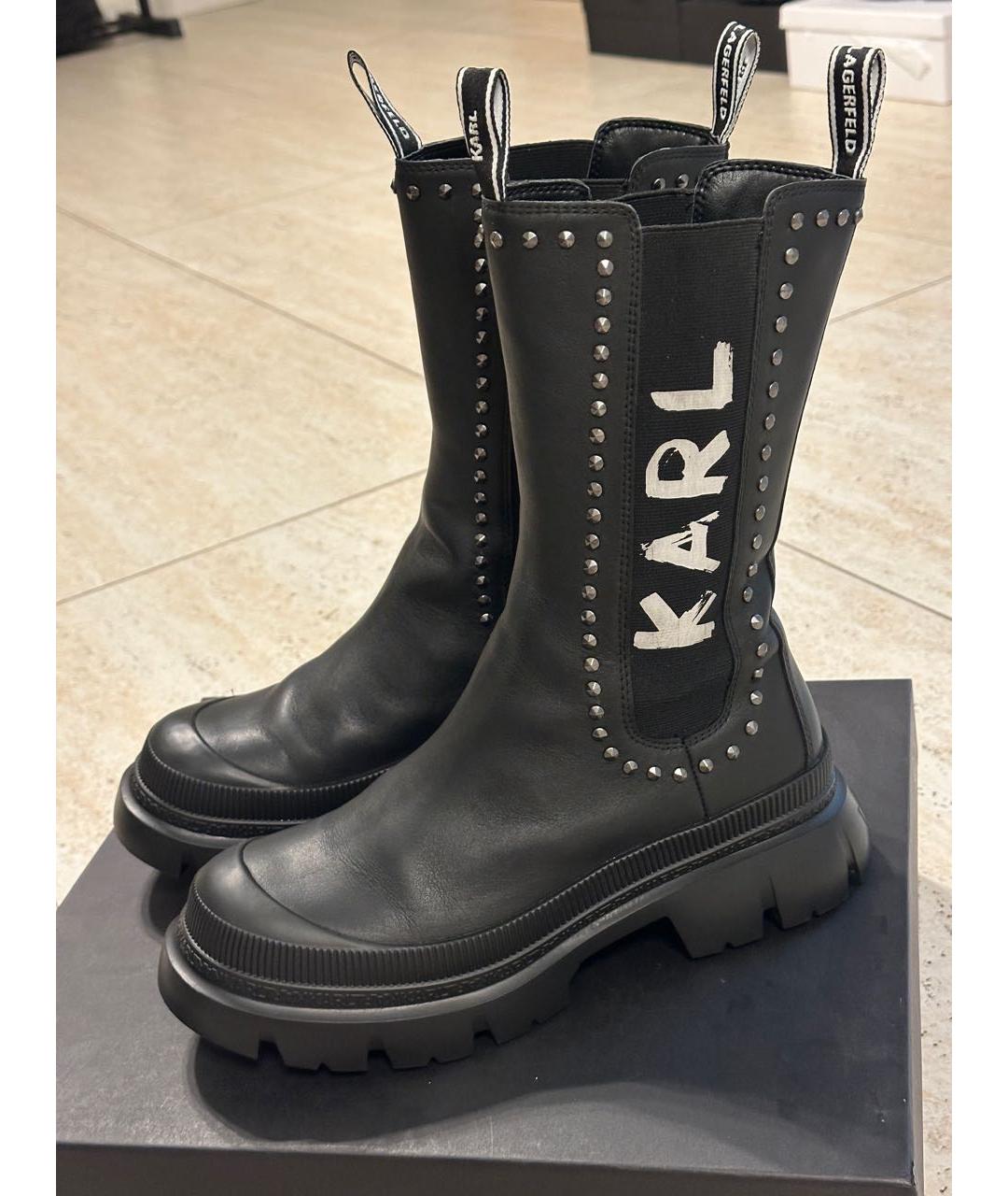 KARL LAGERFELD Черные кожаные ботинки, фото 8