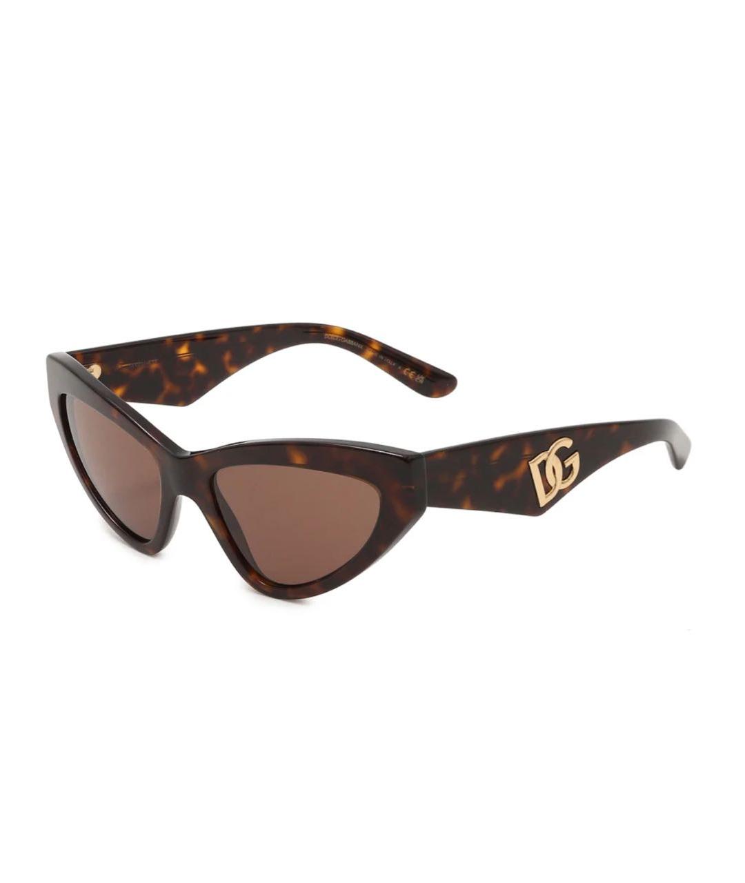 DOLCE&GABBANA Коричневые пластиковые солнцезащитные очки, фото 8