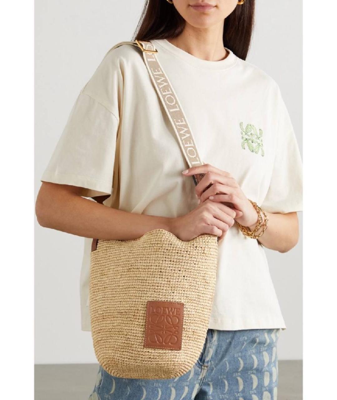 LOEWE Бежевая пелетеная сумка через плечо, фото 2