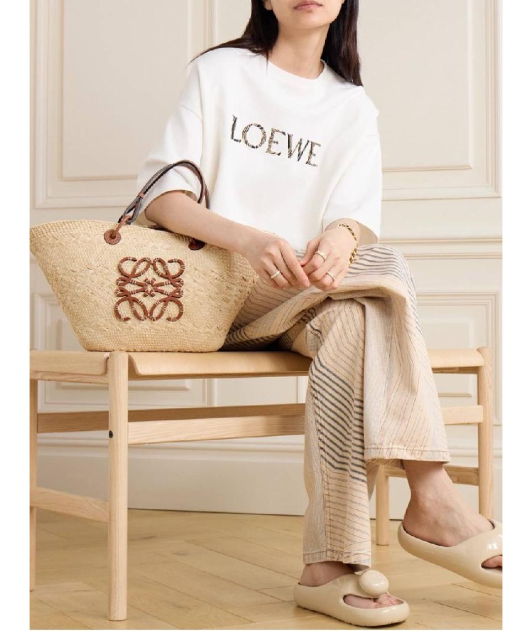 LOEWE Бежевая пелетеная пляжная сумка, фото 3