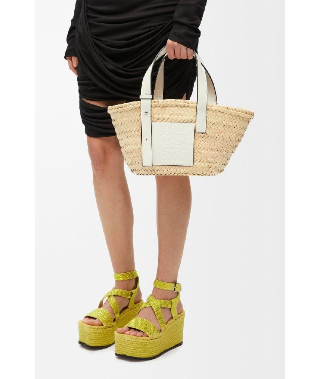LOEWE Бежевая пелетеная пляжная сумка, фото 4