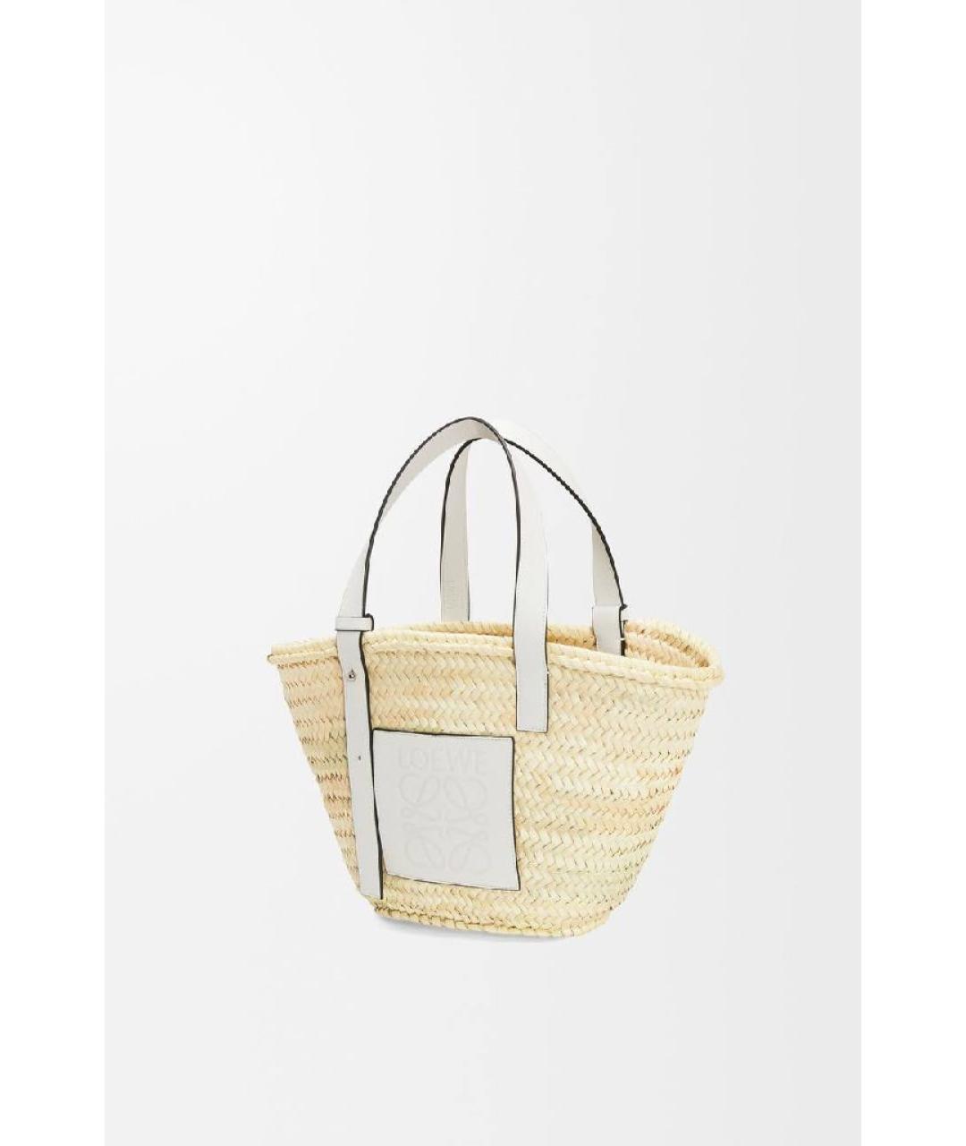 LOEWE Бежевая пелетеная пляжная сумка, фото 5