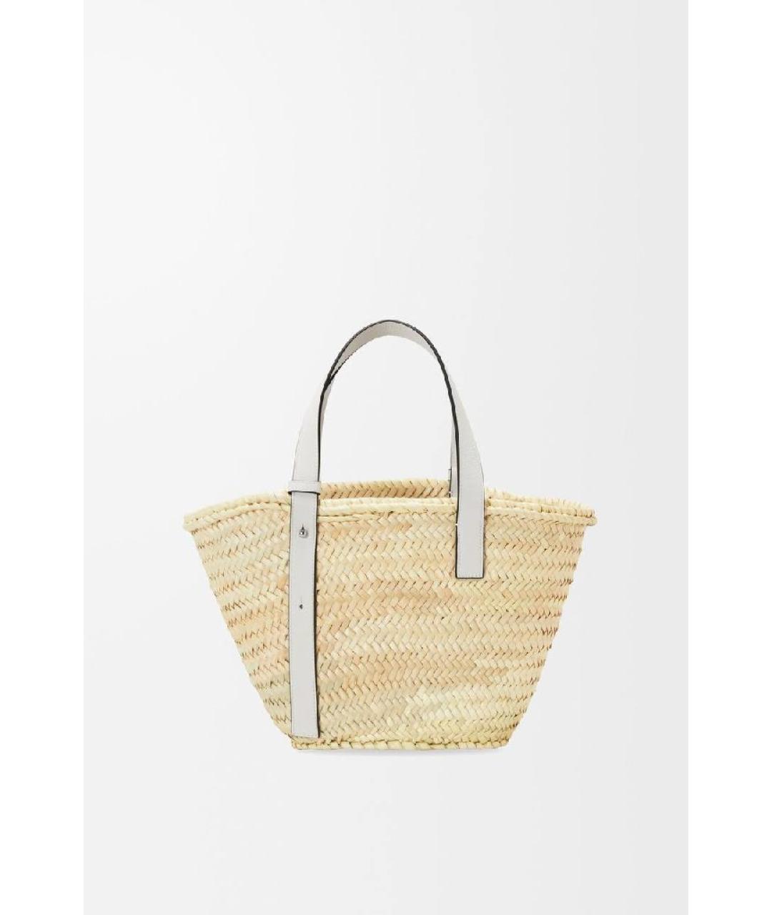 LOEWE Бежевая пелетеная пляжная сумка, фото 4