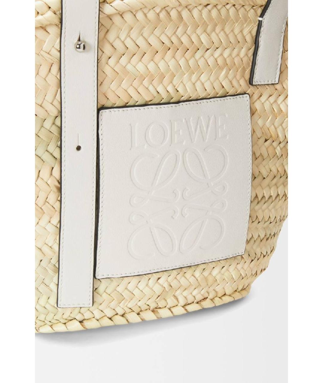 LOEWE Бежевая пелетеная пляжная сумка, фото 3