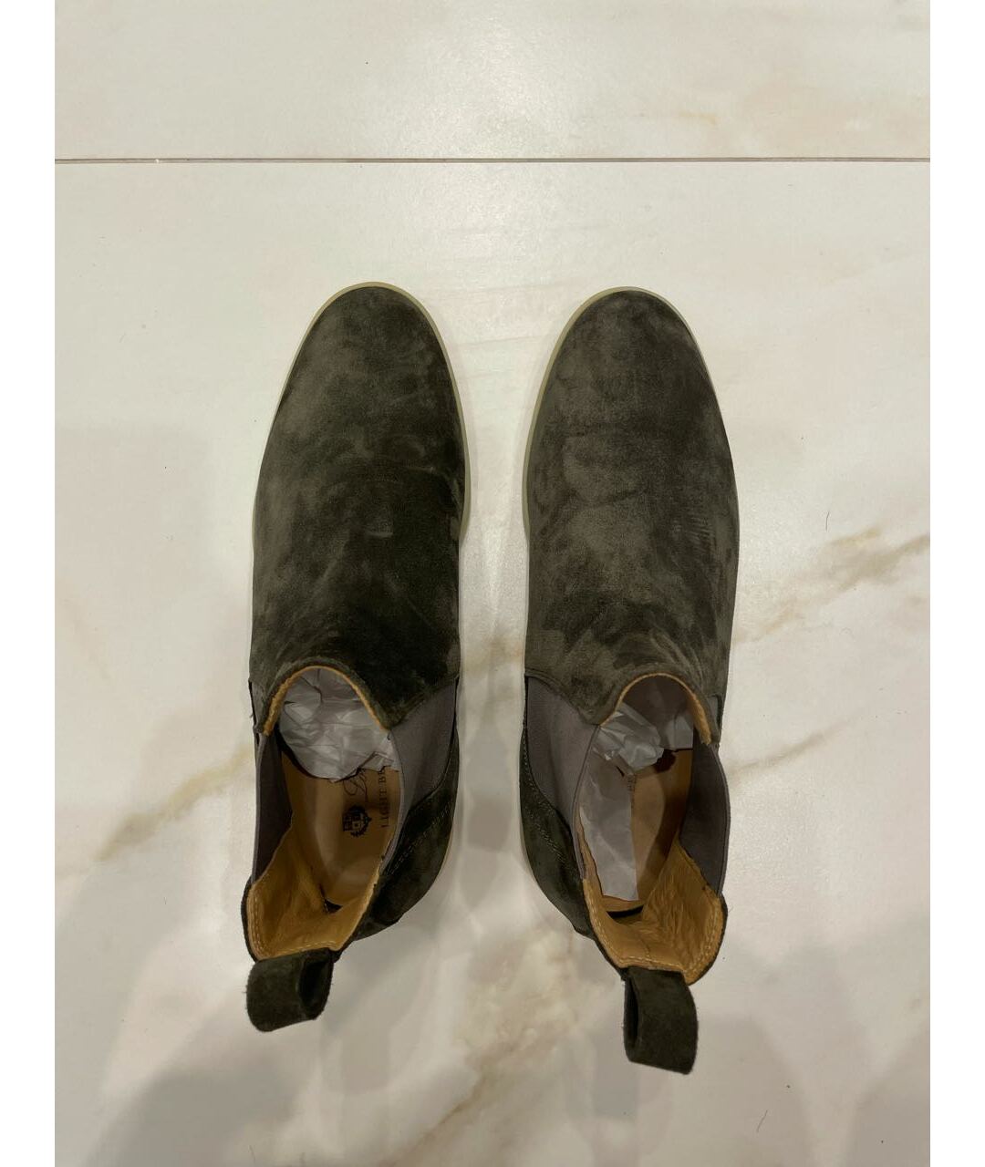 LORO PIANA Хаки замшевые низкие ботинки, фото 3