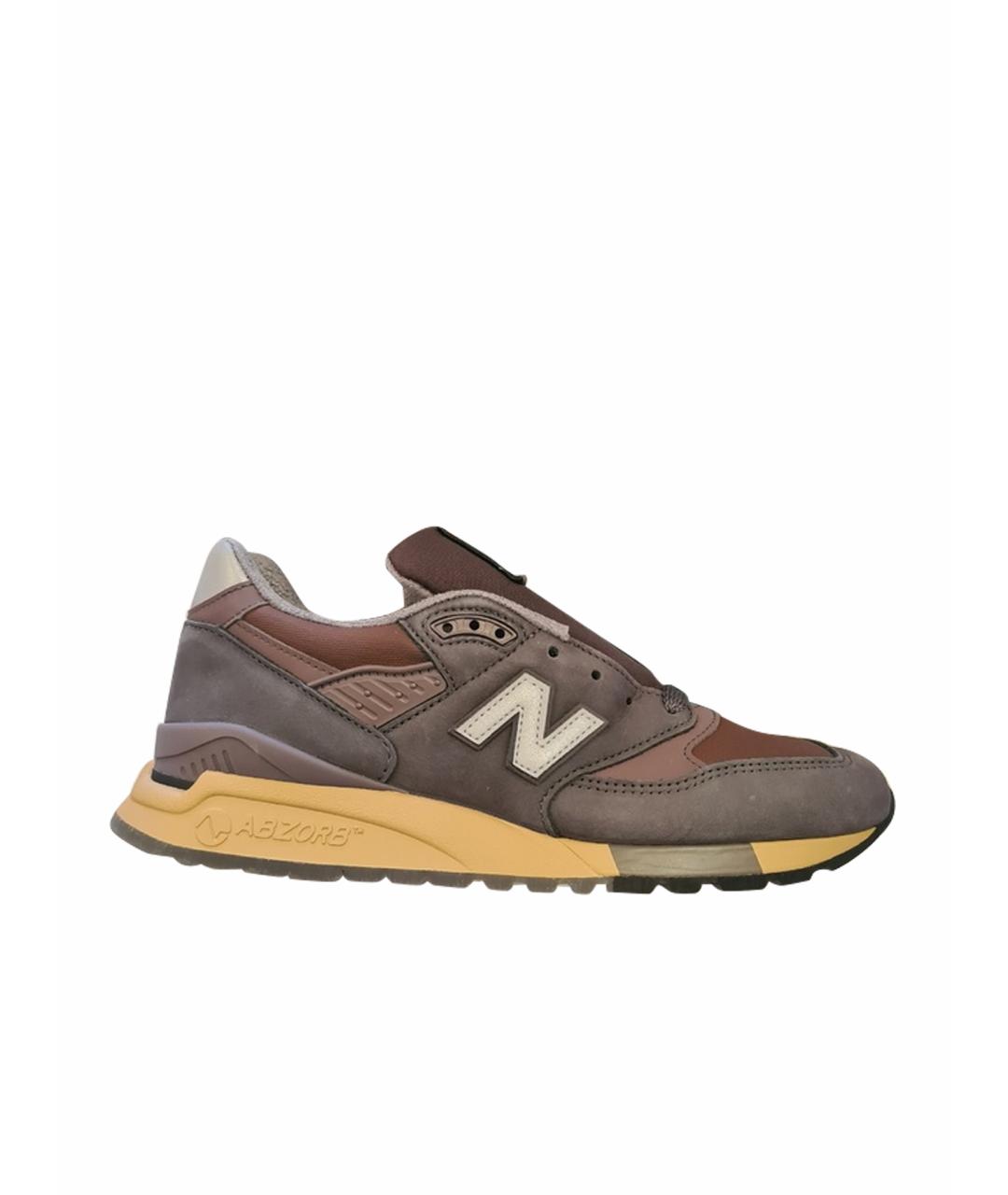 NEW BALANCE Коричневые кожаные низкие кроссовки / кеды, фото 1