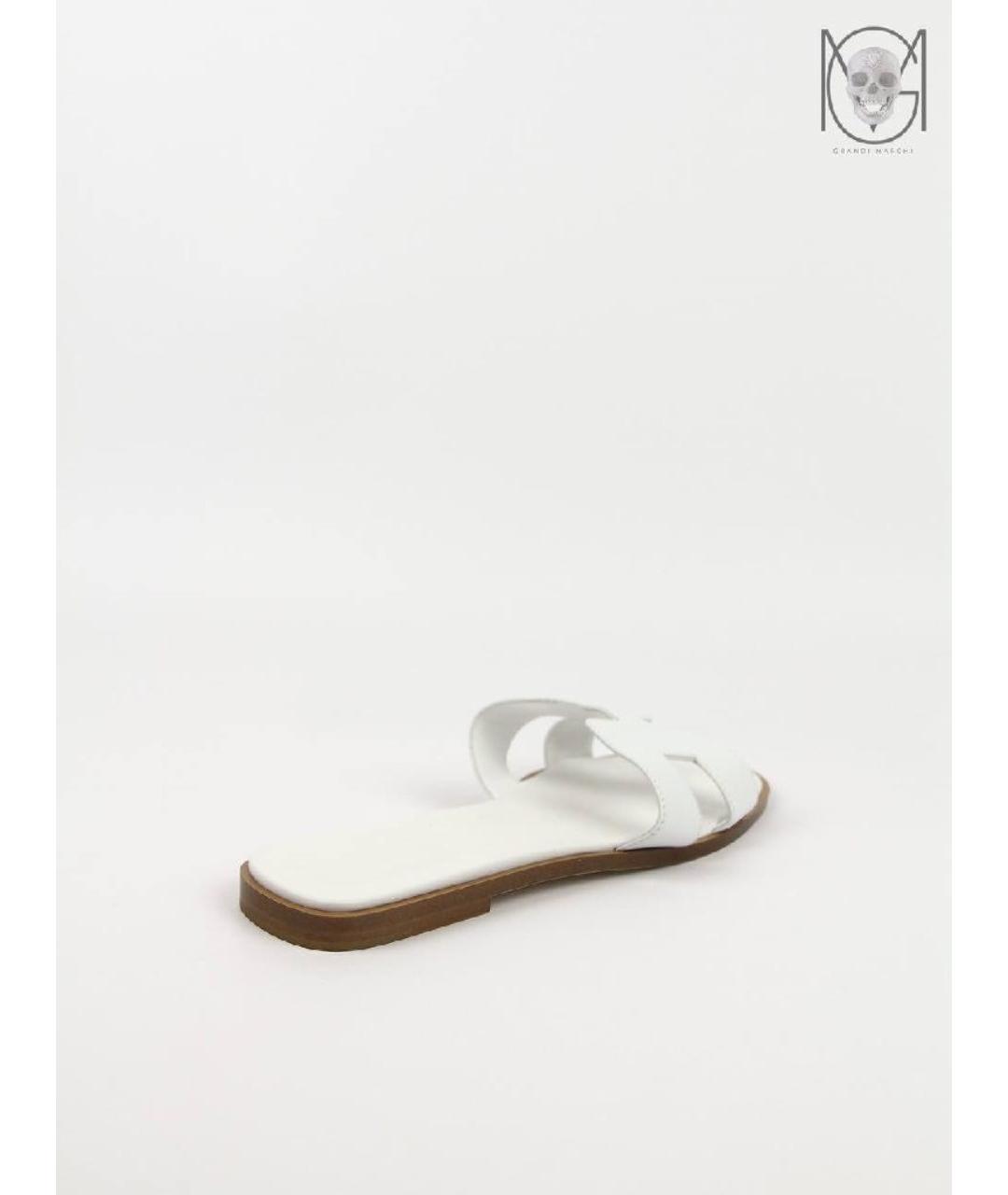 HERMES Белые кожаные сандалии, фото 5