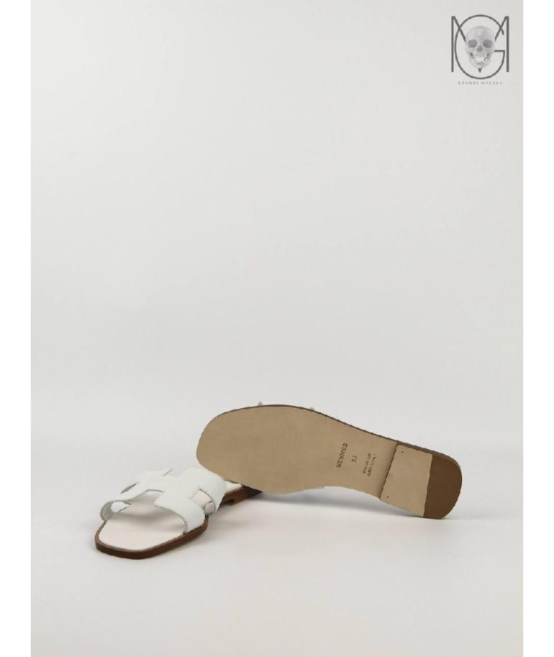 HERMES Белые кожаные сандалии, фото 8