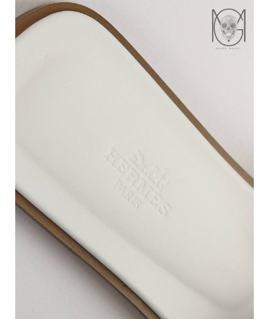 HERMES Белые кожаные сандалии, фото 6