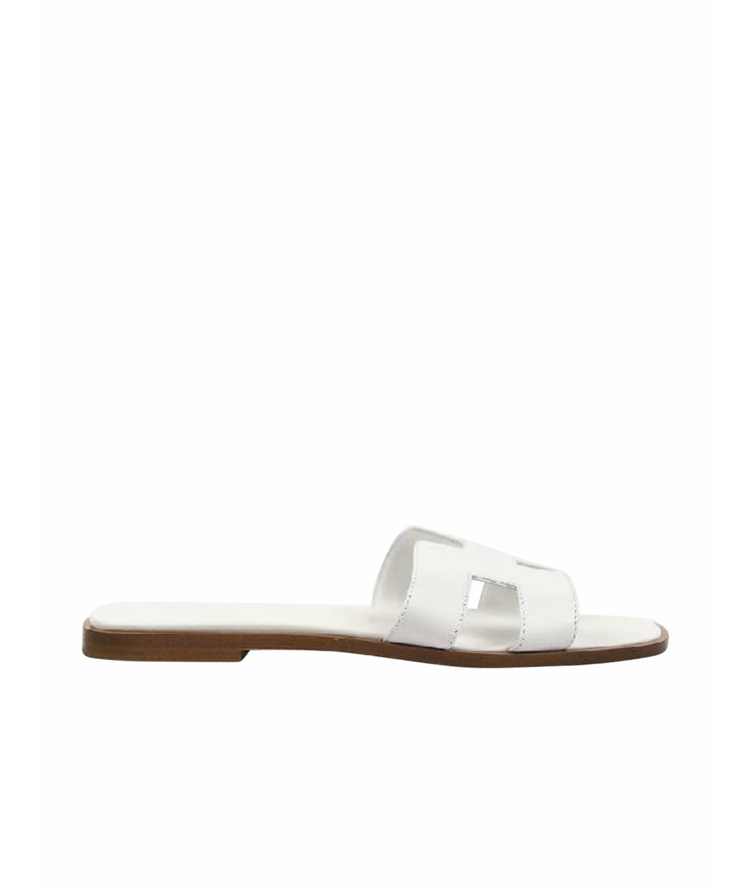HERMES Белые кожаные сандалии, фото 1